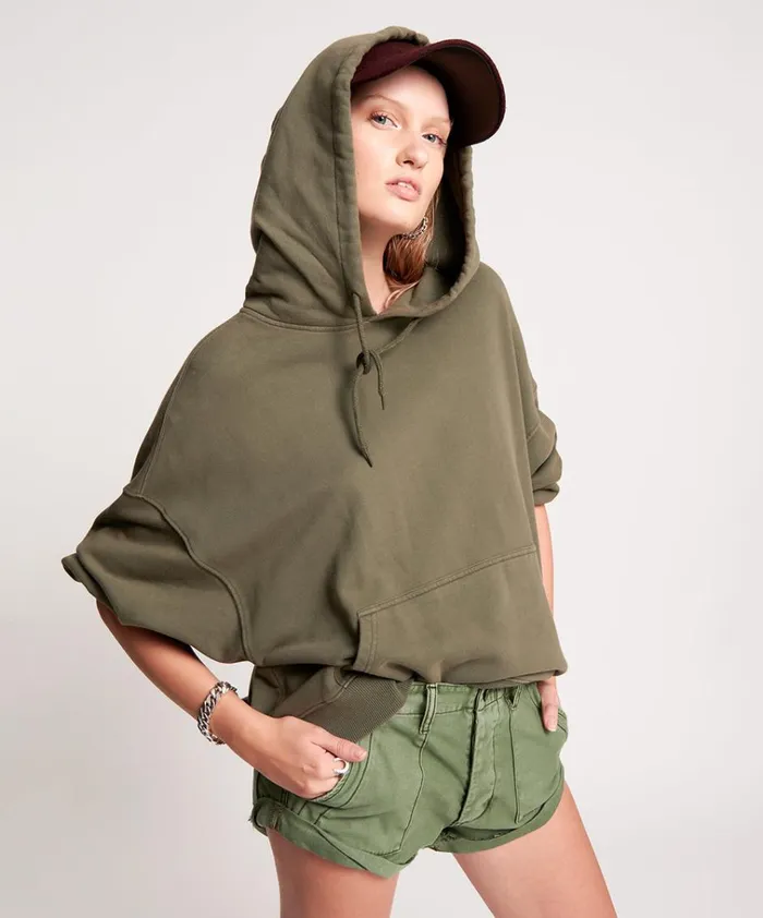 LIGHTNING BOLT KHAKI BATWING HOODY Women One Teaspoon Hoodies And Sweats