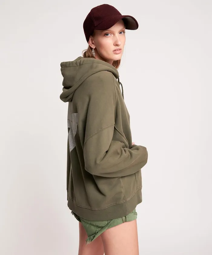 LIGHTNING BOLT KHAKI BATWING HOODY Women One Teaspoon Hoodies And Sweats LIGHTNING BOLT KHAKI BATWING HOODY Women One Teaspoon Hoodies And Sweats