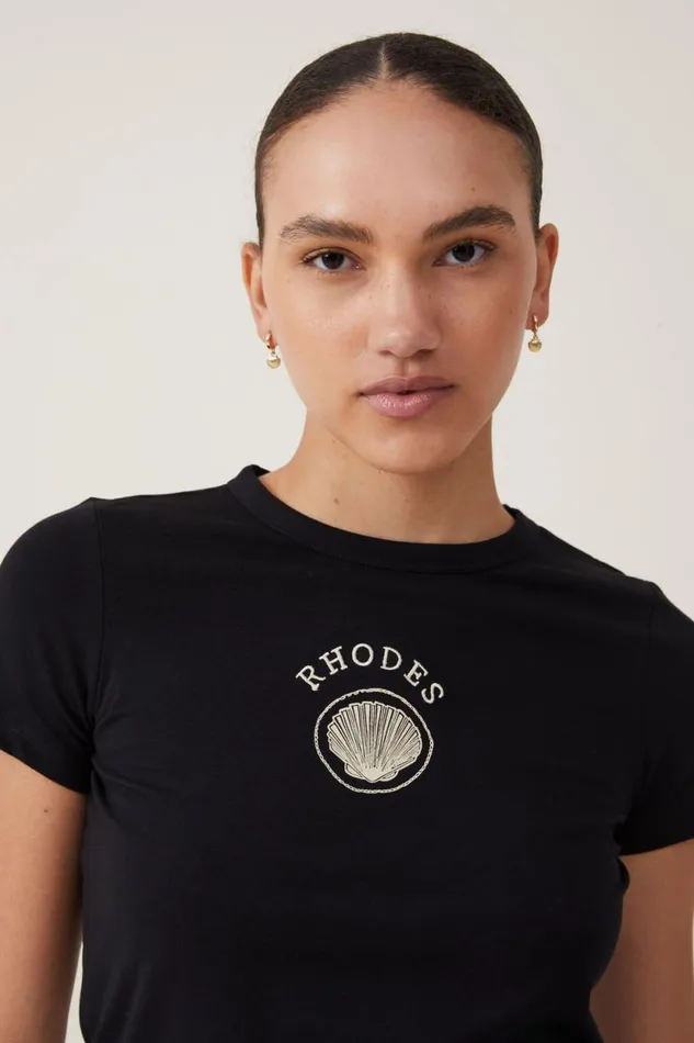 Lightweight Longline Graphic Tee Rhodes Shellblack Women Cotton On Tops Lightweight Longline Graphic Tee Rhodes Shellblack Women Cotton On Tops