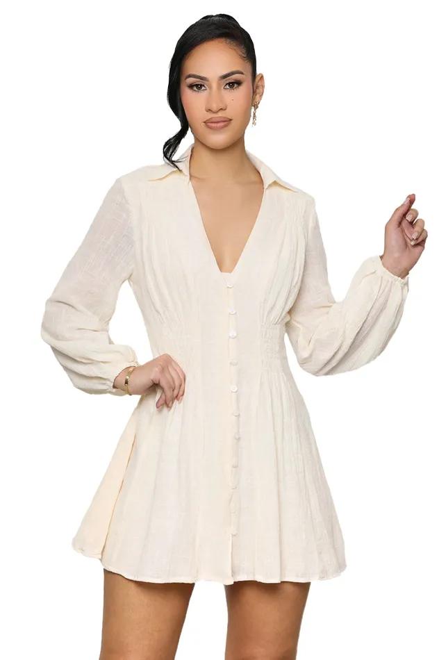 Lilly039s Kloset Dresses Women Flow With It Mini Dress CreamFINAL SALE