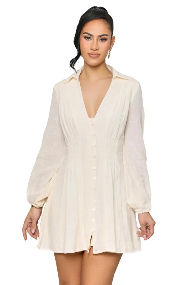 Lilly039s Kloset Dresses Women Flow With It Mini Dress CreamFINAL SALE