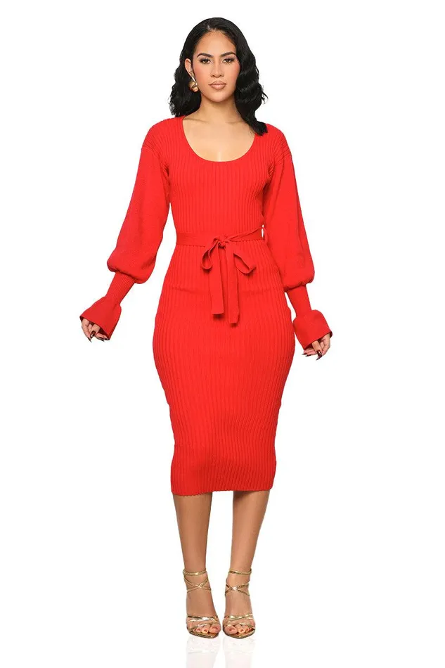 Lilly039s Kloset Dresses Women Scoop Me Away Sweater Dress Red FINAL SALE