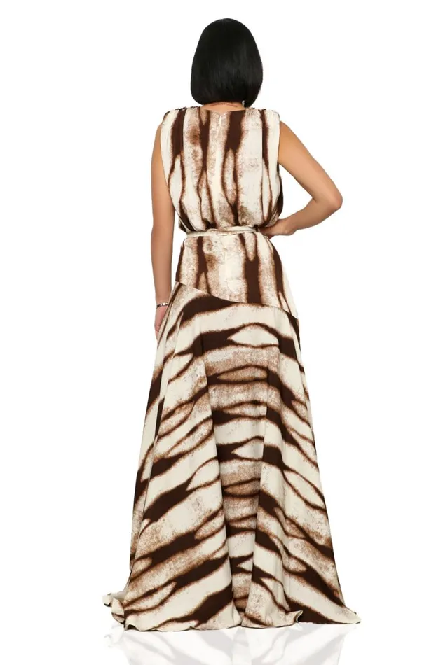 Lilly039s Kloset Dresses Women Wild One High Slit Maxi Dress Brown Multi