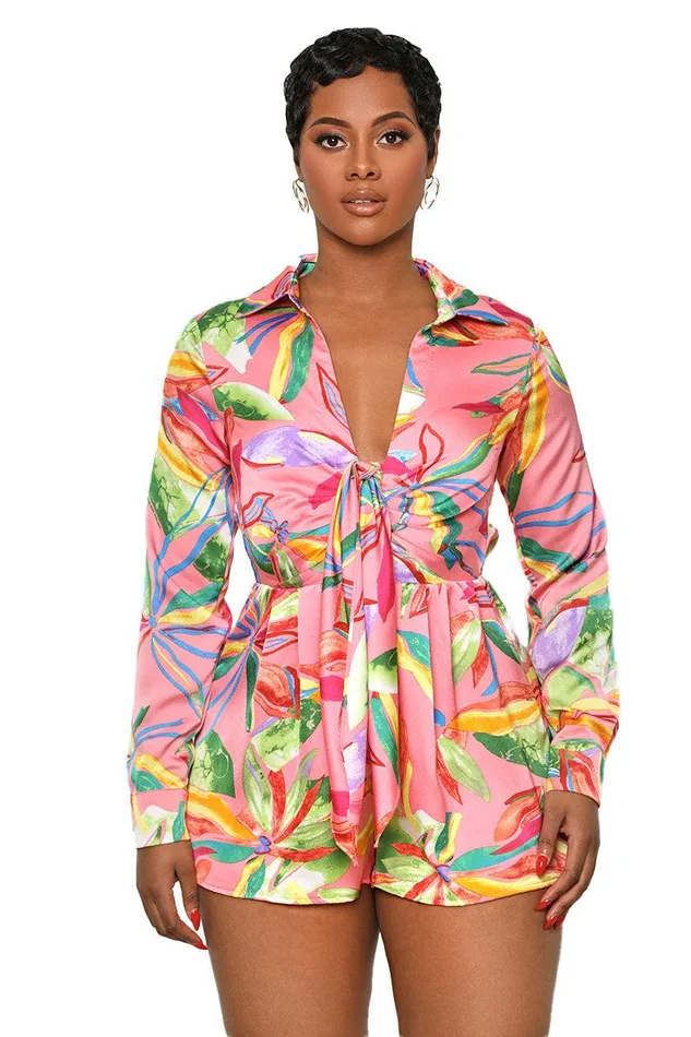 Lilly039s Kloset Jumpsuits and Rompers Women Spring Fling Romper Pink Multi
