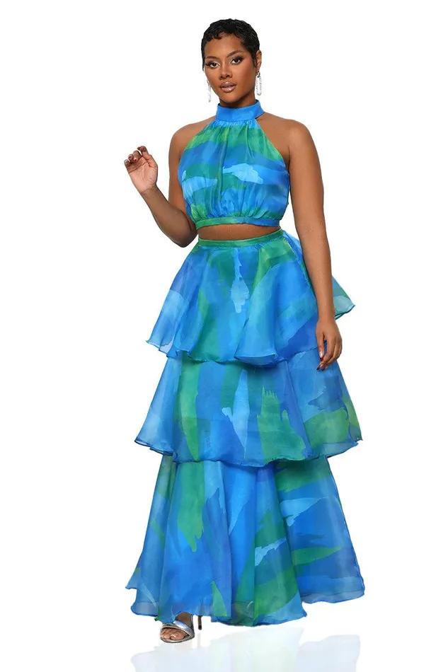 Lilly039s Kloset Sets Women Santorini Summers Tulle Skirt Set Blue Multi