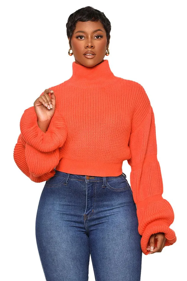Lilly039s Kloset Tops Women Burst Your Bubble Cropped Sweater Orange FINAL SALE Lilly039s Kloset Tops Women Burst Your Bubble Cropped Sweater Orange FINAL SALE