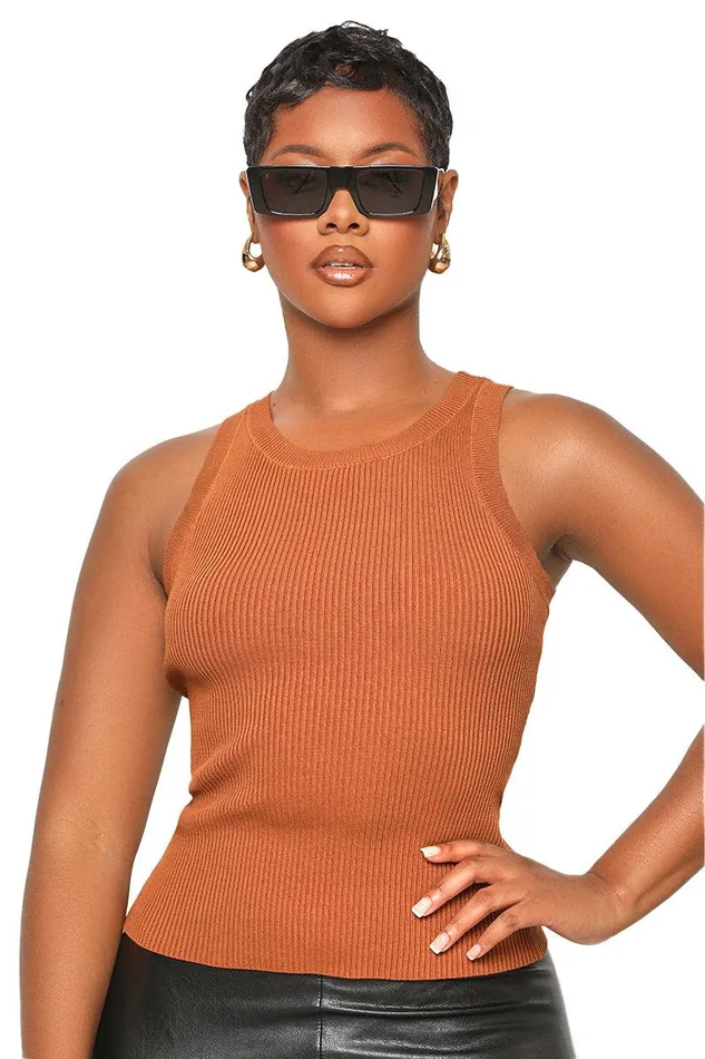 Lilly039s Kloset Tops Women Knit Me Ribbed Tank Top Chestnut FINAL SALE