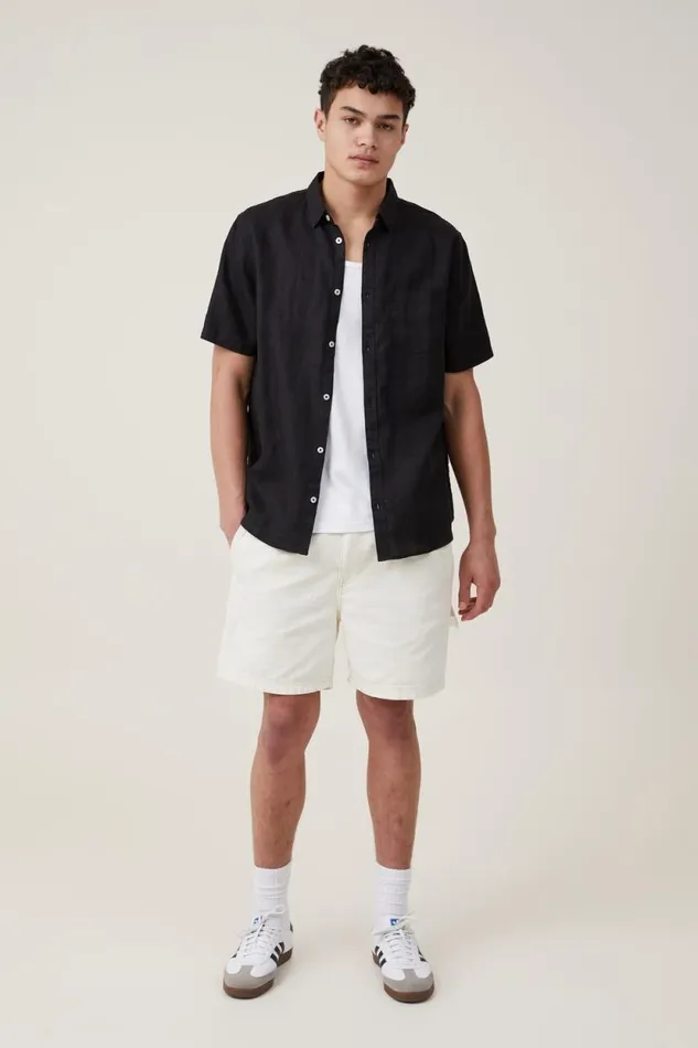 Linen Short Sleeve Shirt Black Men Cotton On Shirts and Polos Linen Short Sleeve Shirt Black Men Cotton On Shirts and Polos