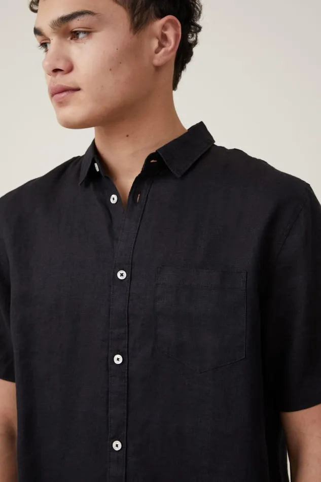 Linen Short Sleeve Shirt Black Men Cotton On Shirts and Polos Linen Short Sleeve Shirt Black Men Cotton On Shirts and Polos