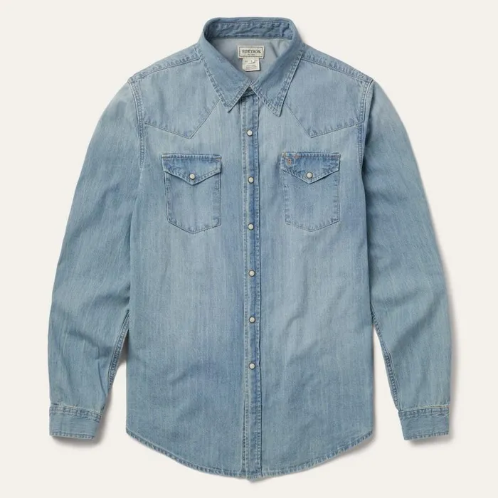 LongSleeved Denim Shirt Blue Men Stetson Denim Shirts