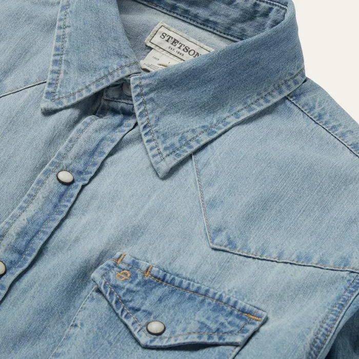 LongSleeved Denim Shirt Blue Men Stetson Denim Shirts