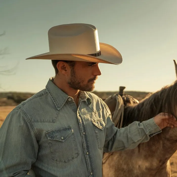 LongSleeved Denim Shirt Blue Men Stetson Denim Shirts