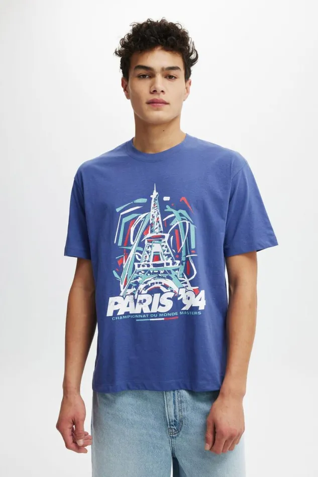 Loose Fit Art TShirt Mazarine Blue Eiffel Tower 94 Men Cotton On Tees and Tanks Loose Fit Art TShirt Mazarine Blue Eiffel Tower 94 Men Cotton On Tees and Tanks
