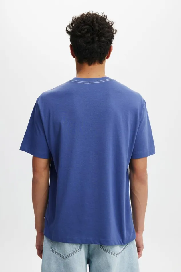 Loose Fit Art TShirt Mazarine Blue Eiffel Tower 94 Men Cotton On Tees and Tanks