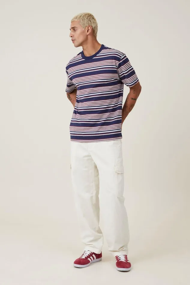 Loose Fit Stripe TShirt True Mulberry Easy Stripe Men Cotton On Tees and Tanks Loose Fit Stripe TShirt True Mulberry Easy Stripe Men Cotton On Tees and Tanks