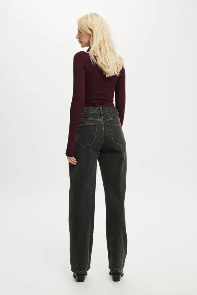 Loose Straight Jean Smokey Black Women Cotton On Pants Loose Straight Jean Smokey Black Women Cotton On Pants