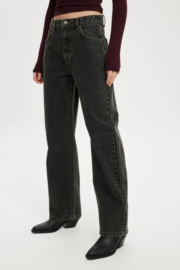 Loose Straight Jean Smokey Black Women Cotton On Pants Loose Straight Jean Smokey Black Women Cotton On Pants
