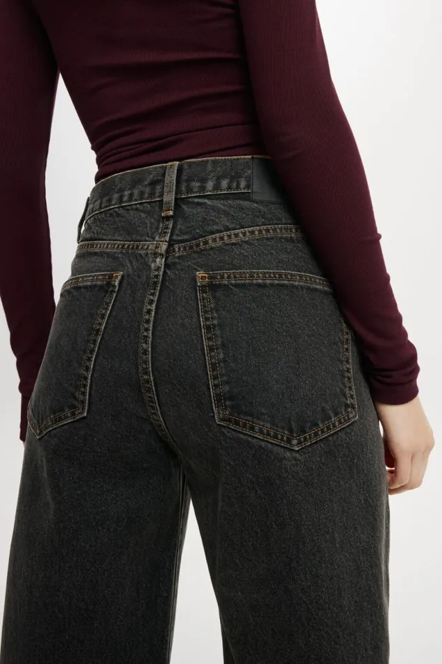 Loose Straight Jean Smokey Black Women Cotton On Pants Loose Straight Jean Smokey Black Women Cotton On Pants