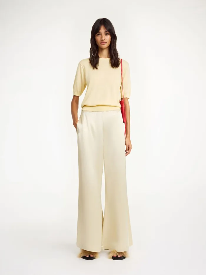 Lucee Flared Trousers Oyster Gray Women By Malene Birger Trousers