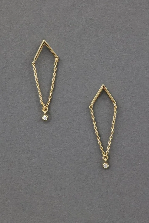 Lucky Brand 14k Gold Plated Chain Stud Earring Gold Women Jewelry