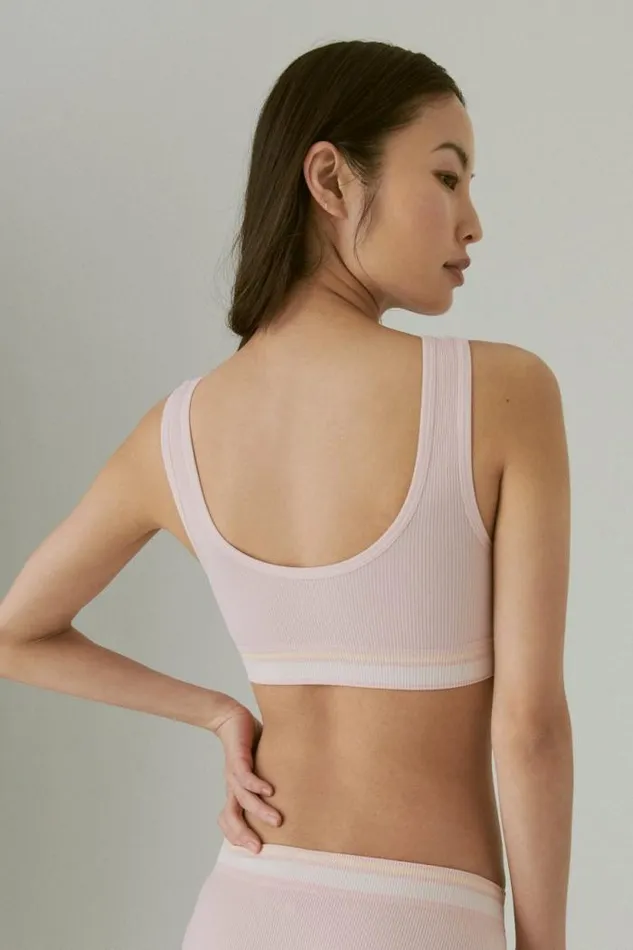 Lucky Brand 2 Pack Varsity Logo Seamless Bralette Set Light Pink Women Intimates and Sleepwear