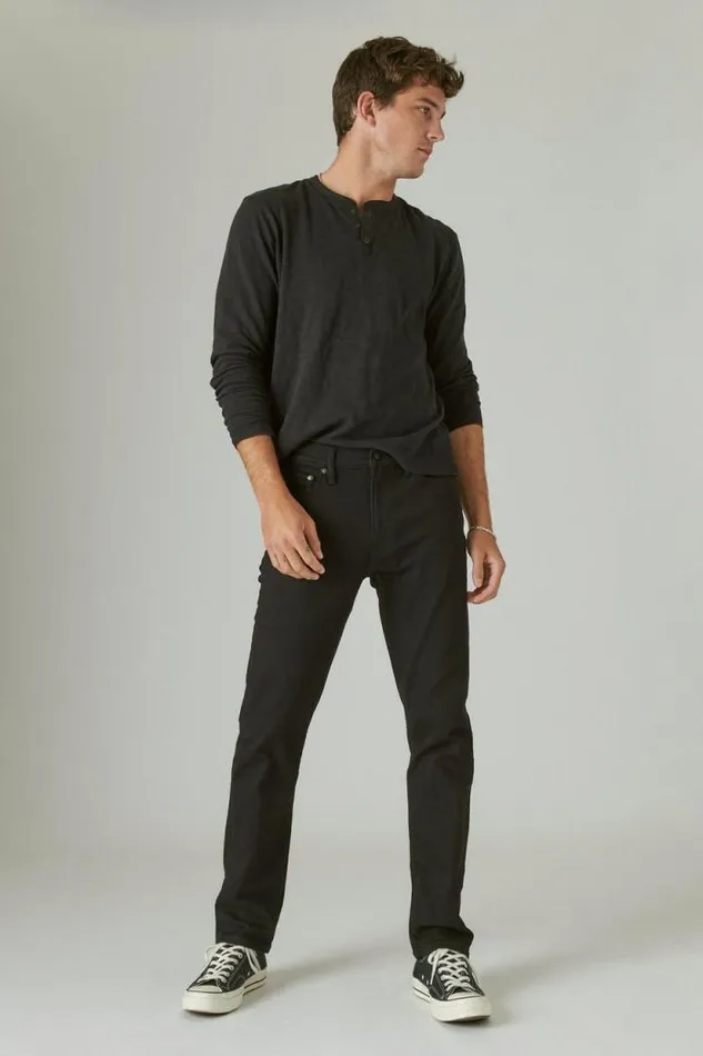Lucky Brand 410 Athletic Straight Advanced Stretch Jean Black Rinse Men Jeans