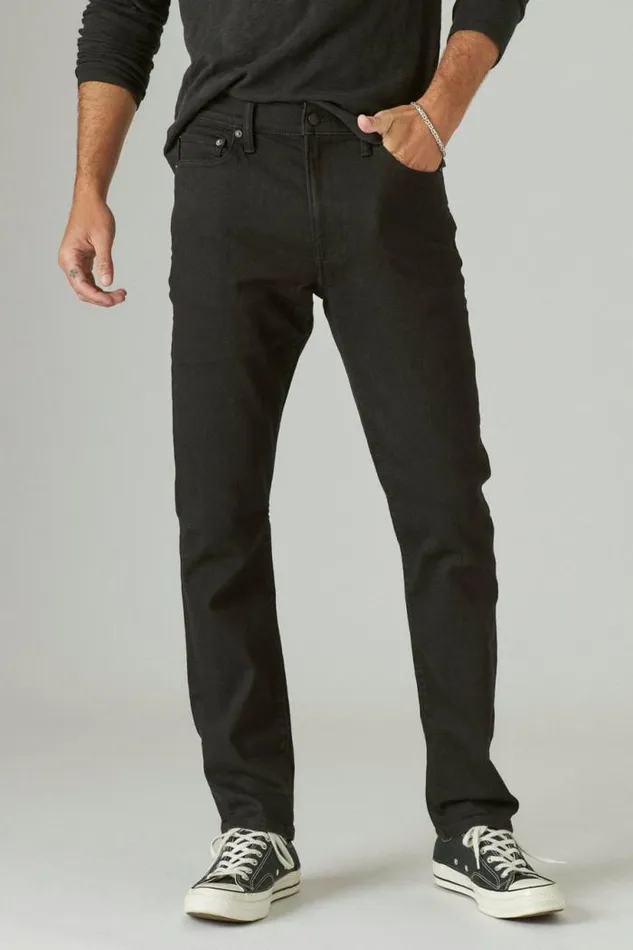 Lucky Brand 410 Athletic Straight Advanced Stretch Jean Black Rinse Men Jeans