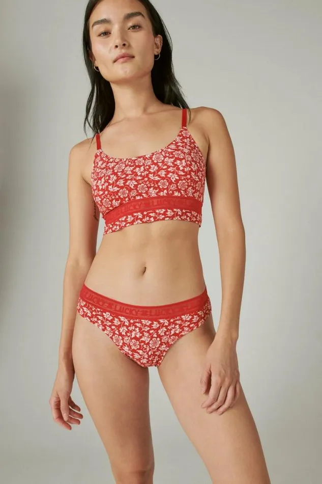 Lucky Brand 5 Pack Floral Hipster Dark Red Women Intimates and Sleepwear