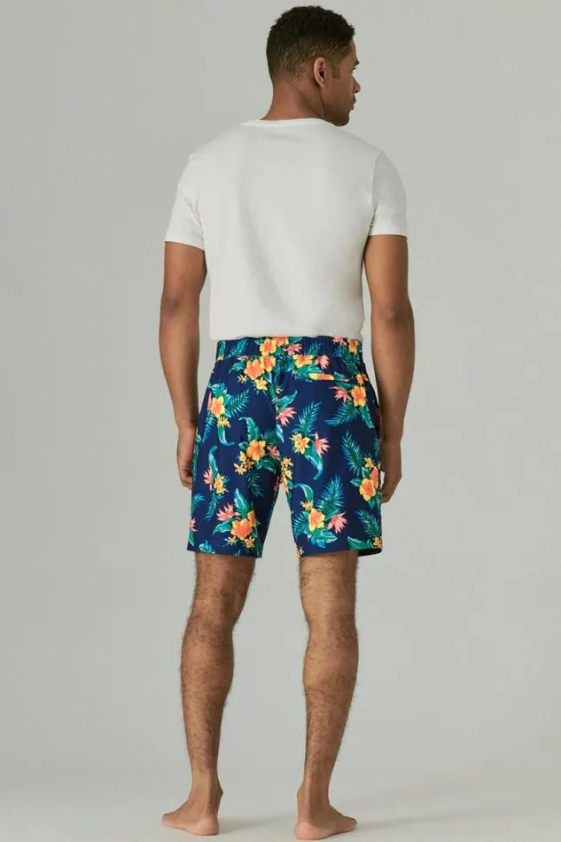 Lucky Brand 8034 Stretch Board Short Navy Tropical Floral Men Swim