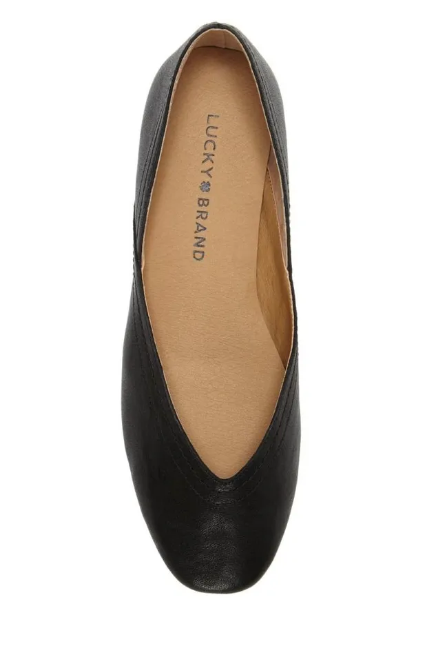 Lucky Brand Alba Leather Flat Black Women Shoes