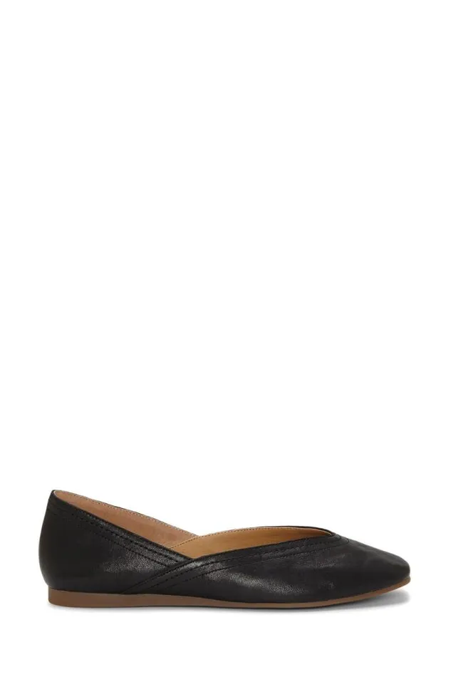 Lucky Brand Alba Leather Flat Black Women Shoes