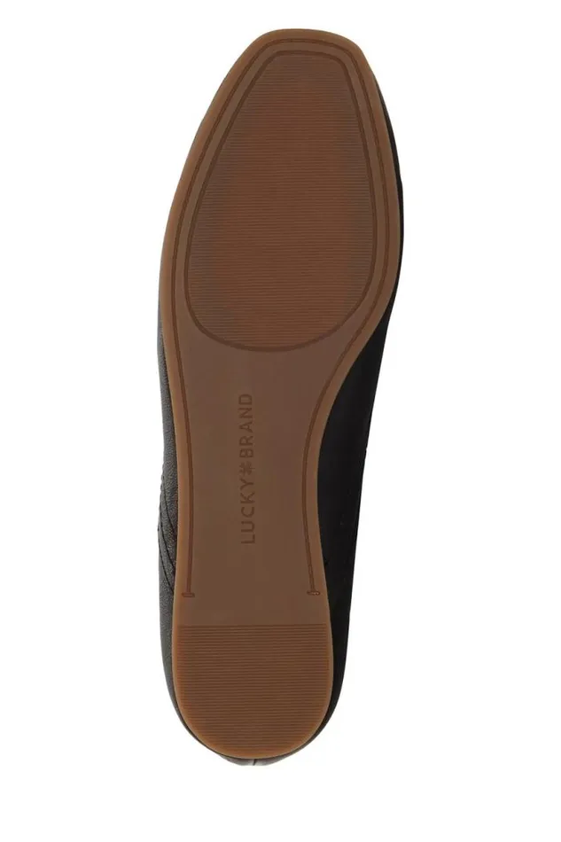 Lucky Brand Alba Leather Flat Black Women Shoes