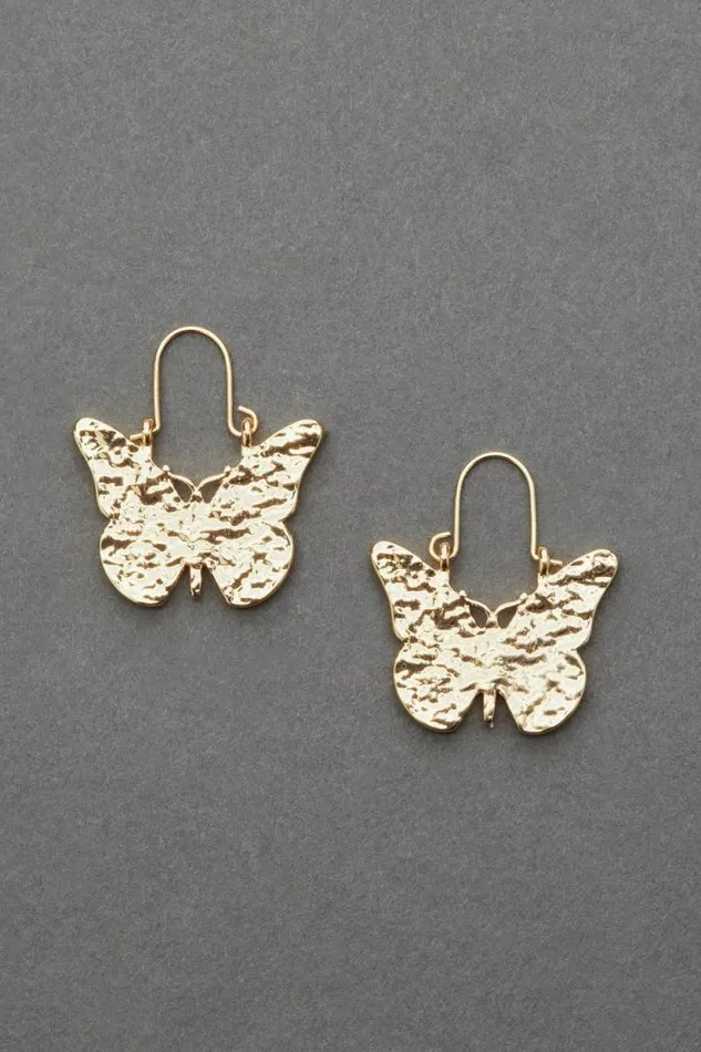 Lucky Brand Butterfly Hoop Gold Women Jewelry