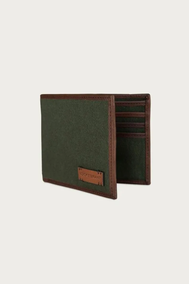 Lucky Brand Canvas With Leather Trim Bifold Wallet Light Green Men Bags and Wallets