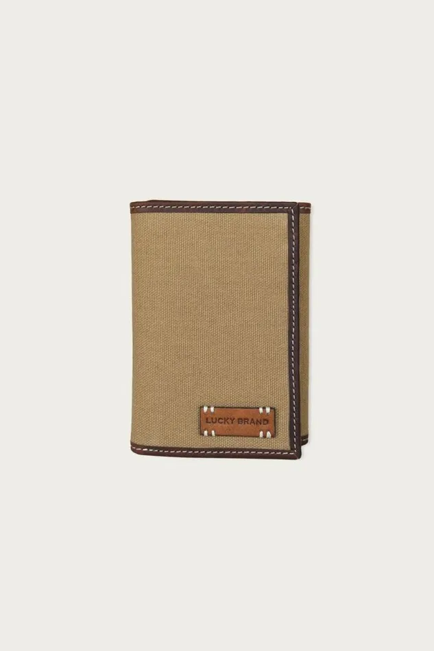 Lucky Brand Canvas With Leather Trim Trifold Wallet Natural Men Bags and Wallets Lucky Brand Canvas With Leather Trim Trifold Wallet Natural Men Bags and Wallets