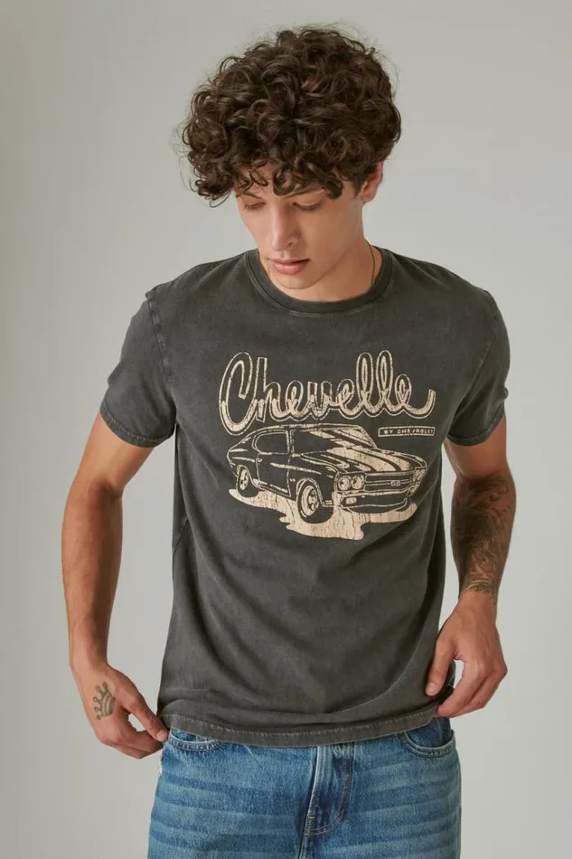 Lucky Brand Chevelle Jet Black Men Graphic Tees