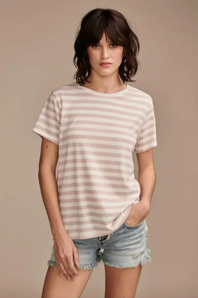 Lucky Brand Classic Crew Natural Stripe Women All Tops