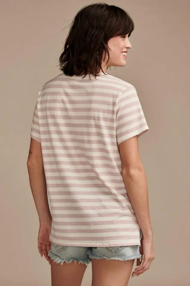 Lucky Brand Classic Crew Natural Stripe Women All Tops