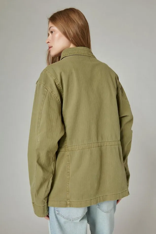 Lucky Brand Classic Military Jacket Olive Drab Women Jackets and Outerwear