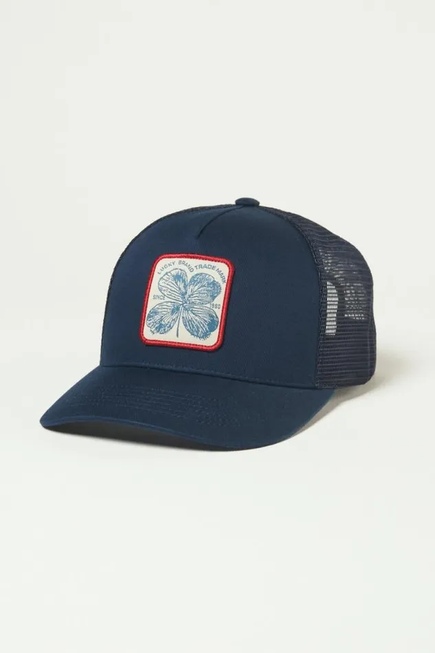 Lucky Brand Clover Patch Trucker Hat American Navy Men Hats