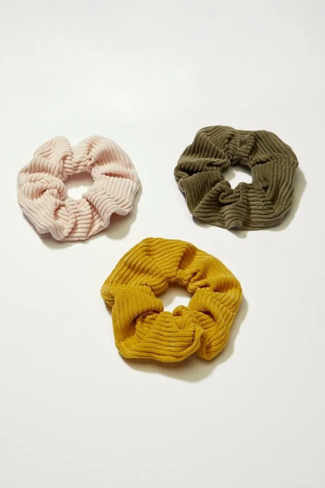 Lucky Brand Corduroy Scrunchie Set Multi Women Hair Accessories