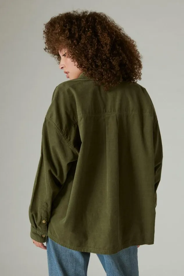 Lucky Brand Corduroy Shirt Dusty Olive Women All Tops