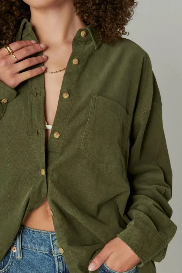 Lucky Brand Corduroy Shirt Dusty Olive Women All Tops