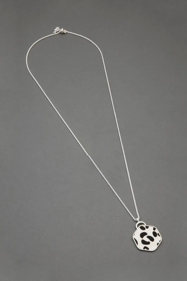 Lucky Brand Cow Print Pendant Necklace Silver Women Jewelry