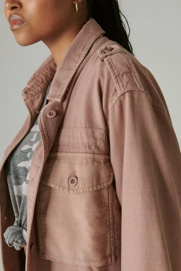 Lucky Brand Cropped Twill Utility Jacket Mauve Women Jackets and Outerwear