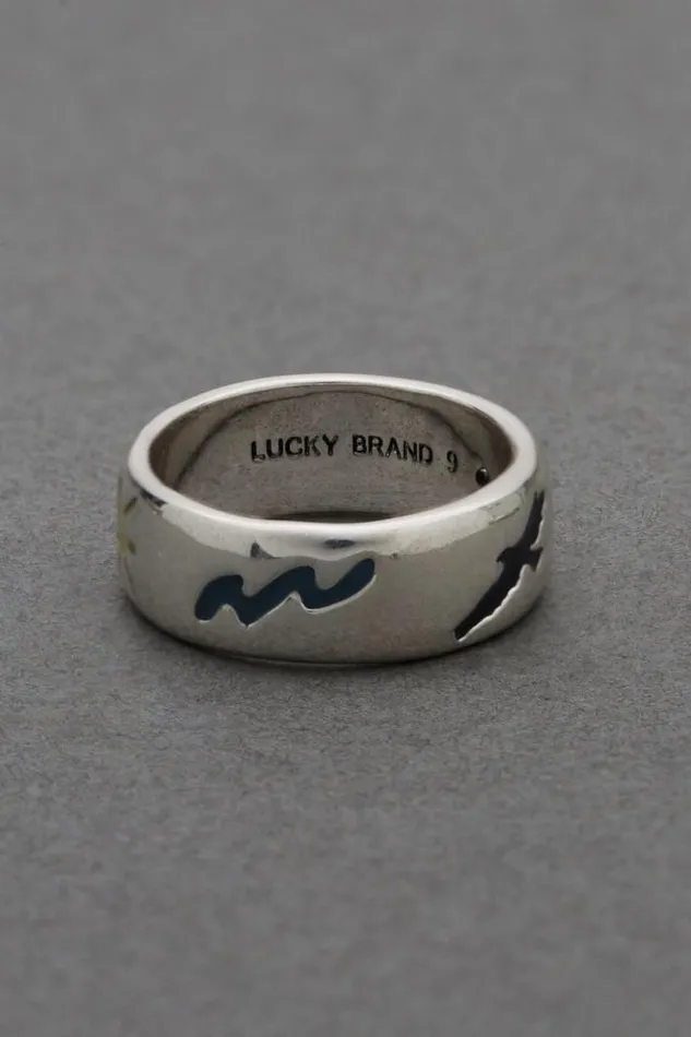 Lucky Brand Detail Ring Silver Men Jewelry