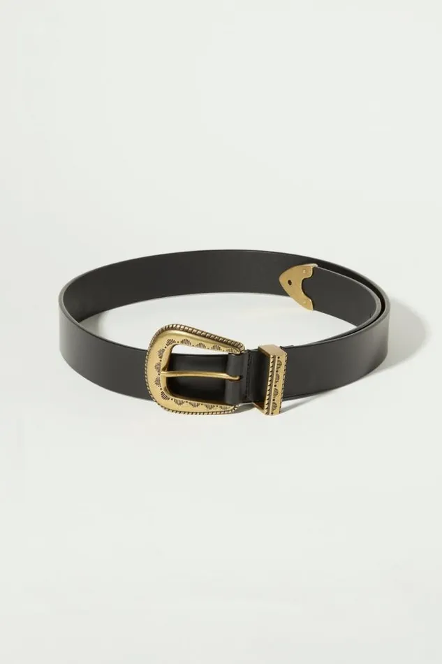 Lucky Brand Detailed Buckle Belt Black Women Belts