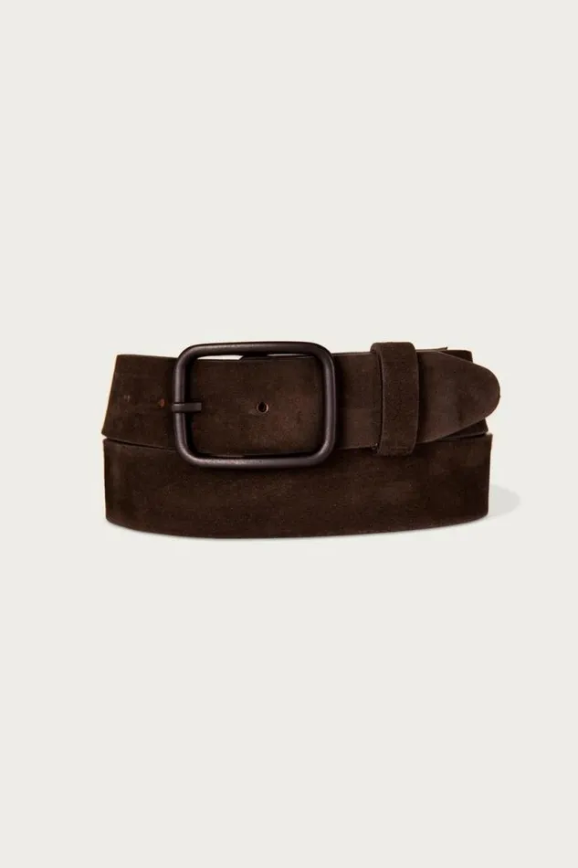 Lucky Brand Distressed Suede Leather Belt Dark Brown Men Belts