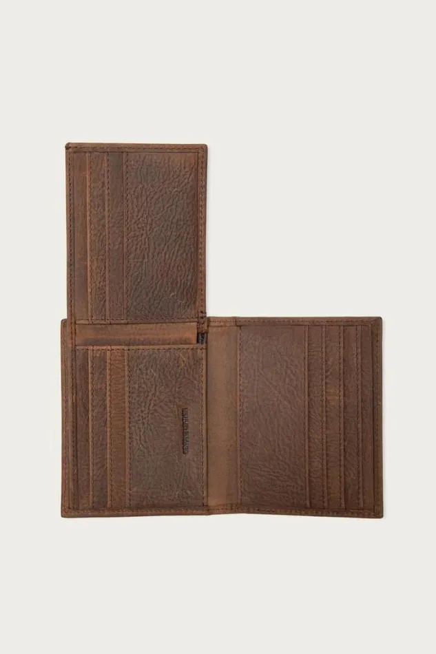 Lucky Brand Double Stitched Leather Lfold Wallet Dark Brown Men Bags and Wallets