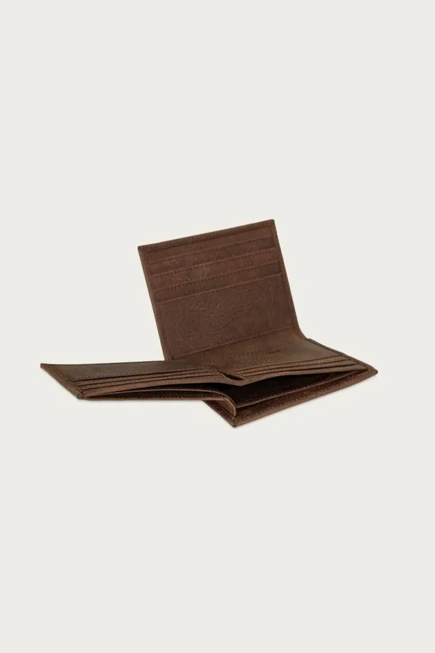 Lucky Brand Double Stitched Leather Lfold Wallet Dark Brown Men Bags and Wallets